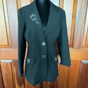Vintage H Bar C California Ranchwear Womens M/6 Black Embordiery Blazer Jacket